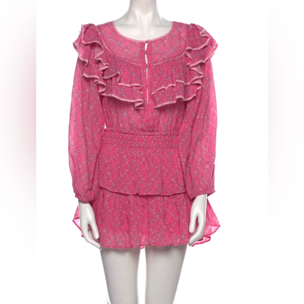 LoveShackFancy Pink Ruffle Mini Dress